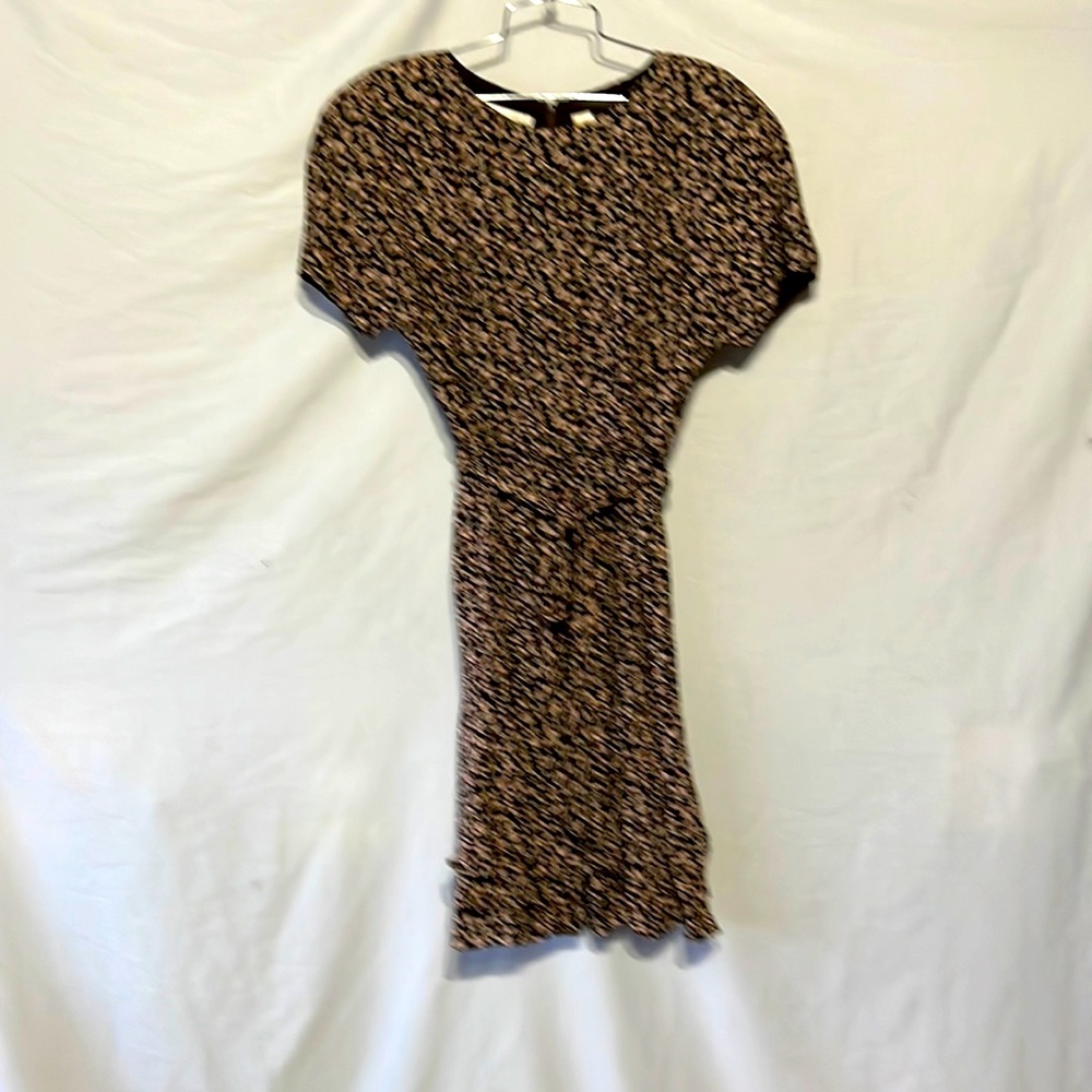 dana buchman, brown floral pattern dress size 10
